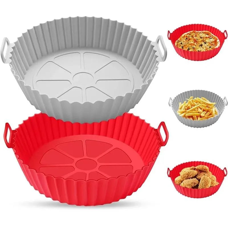 Forma para air fryer de silicone - sem sujeira - reutilizável, lavavel e  antiaderente 19 cm - cores sortidas