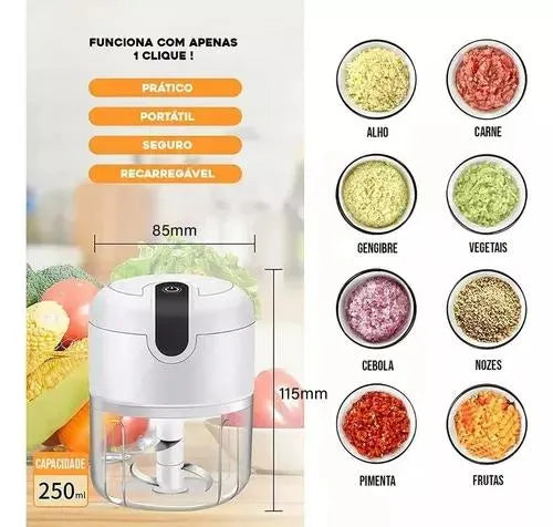 Processador mini processador elétrico recarregável triturador de alimentos alho sem fio